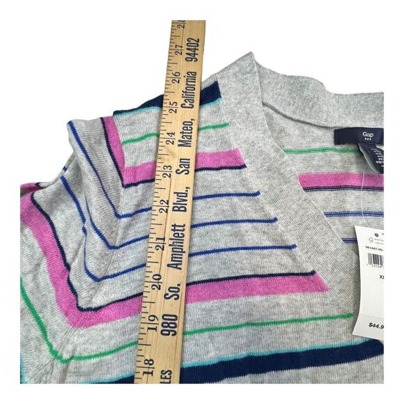 Gap Women's Multi Striped V Neck Pullover Sweater Light Gray Heather Size XL NWT - Picture 5 of 9